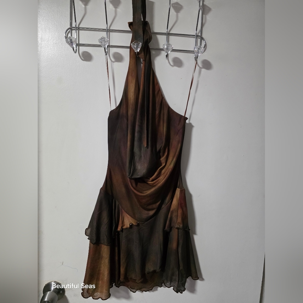 Elegant Brown Halter Dress